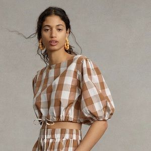 Anthropologie Whit TWO Gingham Skirt Set (TOP ONLY)